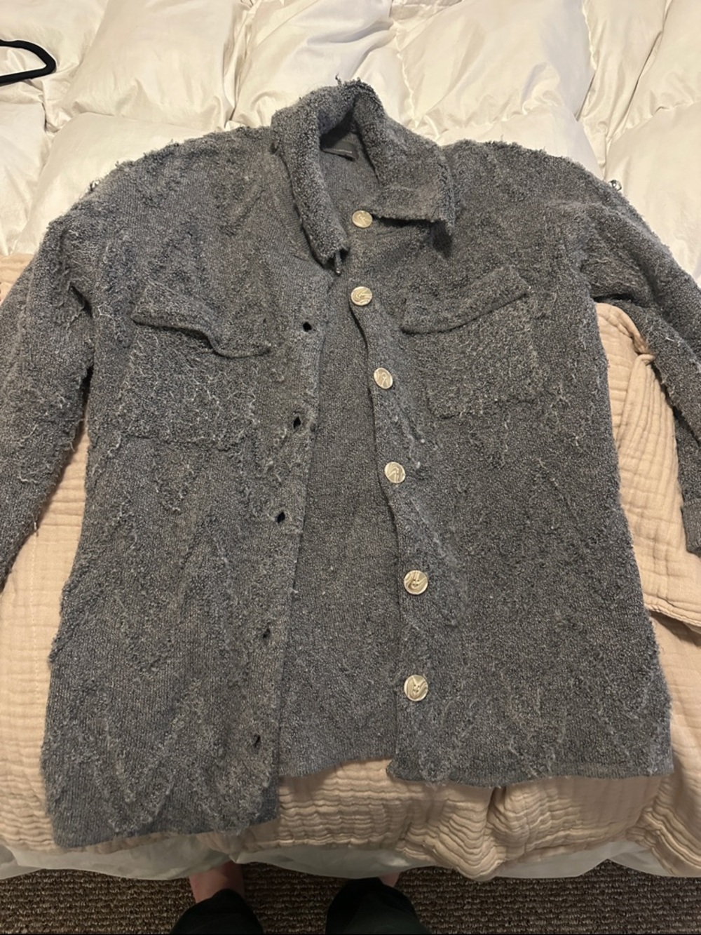 Anthropologie Button-Up Fuzzy Cardigan